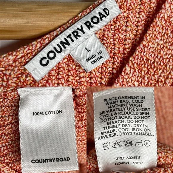 SOLD Country Road Orange Multi Knit Tank Top Size L Sleeveless V Neck Casual - Picture 12 of 13
